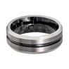Men’s Tungsten Carbide Ring With Black Grooved Center & Carbon Fiber Inside 8mm