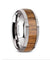 Men’s Tungsten Carbide Wedding Band With Teak Wood Inlay High Polish Edges - 8 mm