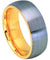 Men’s Tungsten Ring Domed Yellow Gold IP Inside & Gun Metal Brushed Center - 8mm