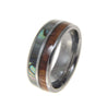 Mens Tungsten Wedding Band Abalone Hawaiian Koa Wood Comfort Fit Ring - 8mm