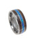 Mens Tungsten Wedding Band Ring Hawaiian Koa Wood Opal Inlay Comfort Fit - 8mm