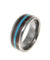Mens Tungsten Wedding Band Turquoise Hawaiian Koa Wood Comfort Fit Ring - 8mm