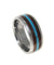 Mens Tungsten Wedding Band Turquoise Hawaiian Koa Wood Comfort Fit Ring - 8mm