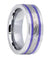 Mens Tungsten Wedding Band Two Indigo Stripes & Shiny Edges Pipe Cut Hammered Center - 8mm