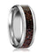Men’s Tungsten Wedding Band W/ Dark Deer Antler Beveled Polished Finish 8mm