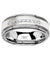 Men’s Tungsten Wedding Band with Brushed Silver Inlay and 9 White Diamonds - 8mm