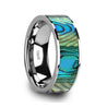 Men’s Tungsten Wedding Band With Mother Of Pearl Inlay Polished Finish - 8mm