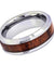 Mens Tungsten Wedding Ring Silver High Polish Koa Wood Inlaid Center - 8mm