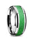 Mens Tungsten Wedding Ring Sparkling Green Inlay Beveled Polished Finish - 8mm