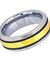 Mens Tungsten Wedding Ring Yellow Gold IP Hammered Center with Black Stripes- 8mm
