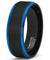 Men’s Two Tone Brushed Black Tungsten Ring With Blue Stepped Edges - 8mm