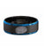 Mens Two Tone Brushed Black Tungsten Wedding Band Finger Print Engraved Blue Step Edge Comfort Fit - 8mm