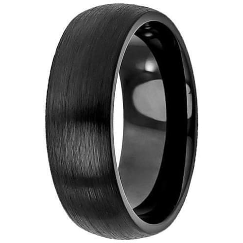 Mens Wedding Tungsten Band Brushed Black Classic Domed 4mm -12mm