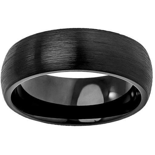 Mens Wedding Tungsten Band Brushed Black Classic Domed 4mm -12mm