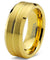 Men’s Yellow Gold IP Tungsten Wedding Ring Bevel Edges and Grooved Center - 8mm