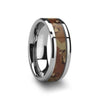 Military Camo Tungsten Wedding Ring Polished Finish Beveled Desert - 8mm