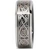 Milton Beveled Tungsten Carbide Wedding Ring with Celtic Dragon Design - 8mm