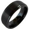 MONTANA Men’s Black Tungsten Carbide Ring With Brushed Finish & Beveled Edges 8mm