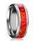 MONTROSE Red Opal Inlaid Tungsten Ring Beveled Finish Unisex 4mm - 8mm