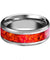 MONTROSE Red Opal Inlaid Tungsten Ring Beveled Finish Unisex 4mm - 8mm