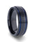 NAMPA Domed Black Titanium Brushed Men’s Wedding Ring With Blue Grooves 8mm