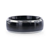 NEWARK Domed Black Titanium Men’s Wedding Ring With Beveled Edges - 8mm