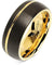 Niles Grooved Yellow Gold Inlaid Domed Black Tungsten Carbide Ring - 8mm