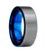 Nolan Men’s Pipe Cut Tungsten Carbide Wedding Band With Blue Inside - 8 mm
