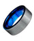 Nolan Men’s Pipe Cut Tungsten Carbide Wedding Band With Blue Inside - 8 mm