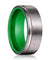 Oconto Gunmetal Flat Grooved Tungsten Ring with Acid Green Inner - 6mm - 8mm