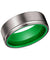 Oconto Gunmetal Flat Grooved Tungsten Ring with Acid Green Inner - 6mm - 8mm