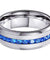 Ontario Titanium Ring Raised Center Blue Round Princess Cubic Zirconia Inlay - 8mm