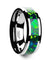 Opal Tungsten Wedding Band Green Blue Inlay Beveled Polished Finish 6mm & 8mm