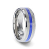 ORLANDO Blue Stripe Inlaid Titanium Flat Men’s Wedding Ring - 8mm
