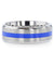 ORLANDO Blue Stripe Inlaid Titanium Flat Men’s Wedding Ring - 8mm