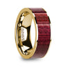 Paavo 14k Yellow Gold Men’s Wedding Ring with Purpleheart Wood Inlay Polished - 8mm