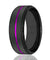 PALLAS Men’s Black Tungsten Wedding Band with Thin Purple Grooved Center 8mm