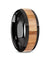 PAOLO Men’s Domed Black Ceramic Wedding Band With Red Oak Wood Inlay 8mm