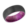 Pasco Black Brushed Tungsten Carbide Ring with Purple Wood Sleeve - 8mm