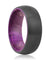 Pasco Black Brushed Tungsten Carbide Ring with Purple Wood Sleeve - 8mm