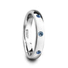 PAULA Domed Polished Tungsten Carbide Ring With 3 Blue Sapphires Setting 4mm