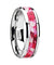 Pink and White Camouflage Tungsten Wedding Ring Beveled Polished Finish - 6mm & 8mm