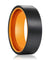 PROVO Flat Black Tungsten Carbide Ring Brushed Finish Orange Inside 6mm & 8mm
