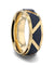 PUEBLO Titanium Ring Matte Black Raised Horizontal Etches And Gold-Plated Diagonal Cut Inlay