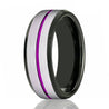 Purple Tungsten Carbide Wedding Band Comfort Fit Design Grooved - 8mm