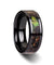 RAMBO Men’s Realistic Tree Camo Black Ceramic Ring With Green Leaves - 8mm