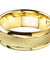 Raton Beveled Yellow Gold Inlaid Tungsten Ring Domed Sandblasted Finish - 8mm