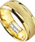 Raton Beveled Yellow Gold Inlaid Tungsten Ring Domed Sandblasted Finish - 8mm