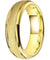 Raton Beveled Yellow Gold Inlaid Tungsten Ring Domed Sandblasted Finish - 8mm