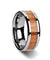 Red Oak Wood Inlaid Tungsten Carbide Wedding Ring With Beveled Edges 6mm-10mm